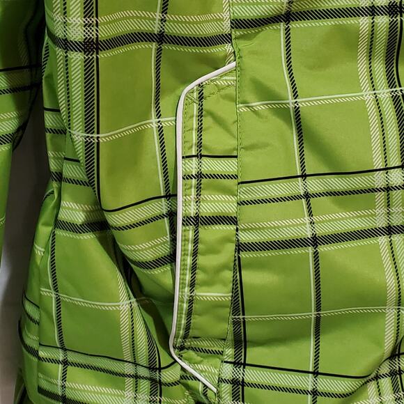 ZeroXposur Clan Green Plaid Rain Coat Reversible Gray Fleece Lined Jacket Medium - Picture 3 of 10